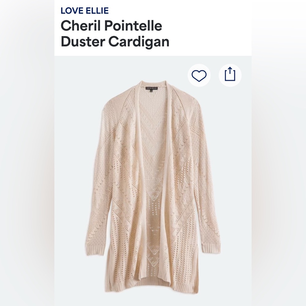 Love Ellie Cheril Pointelle Duster Cardigan - Cream